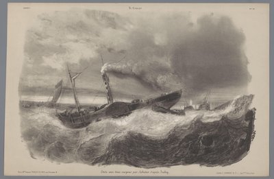 Raderstoomboot in de storm door Léon Jean Baptiste Sabatier
