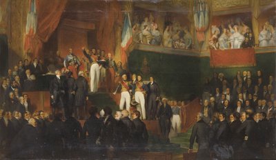 Louis-Philippe I wordt beëdigd als koning voor de Kamer van Afgevaardigden, 9 augustus 1830 door Léon Jean Basile Perrault