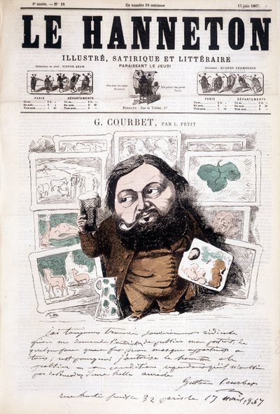Portret van Gustave Courbet, Franse schilder (1819-1877). In Le hanneton door Léonce Justin Alexandre Petit