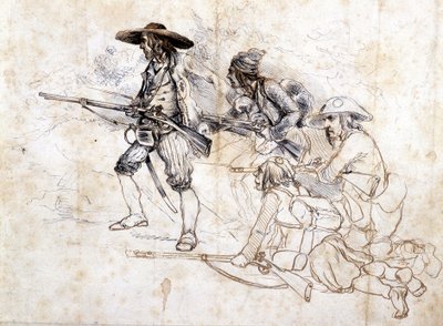 Soldaten chouans - tekening door Léonce Pepetit, B.M. de Dinan door Léonce Justin Alexandre Petit