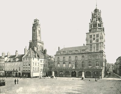 De wachttoren en het stadhuis, Calais, Frankrijk door London Stereoscopic and Photographic Co