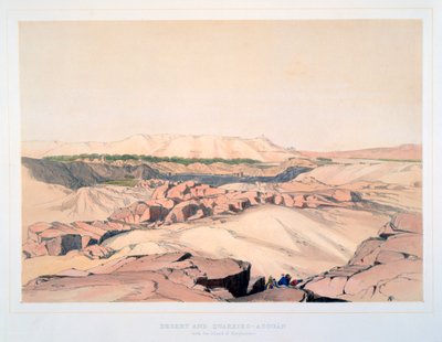 Woestijn en steengroeven, Asouan, met het eiland Elephantine, Egypte, 19e eeuw door Lord Wharncliffe