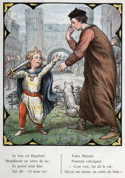 Illustratie door Lorenz Frolich (1820-1908) voor het populaire lied "De Goede Koning Dagobert". Editie J. Hetzel. Rond 1880 door Lorens Frolich