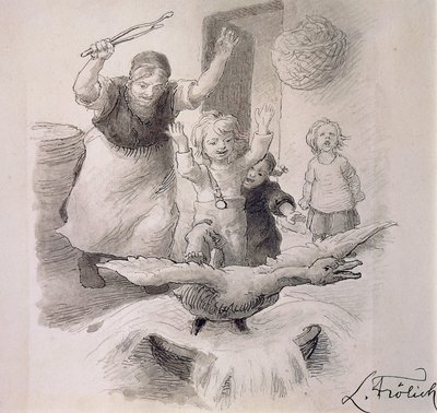 Lelijke Eendje, illustratie voor sprookje van Hans Christian Andersen door Lorens Frolich