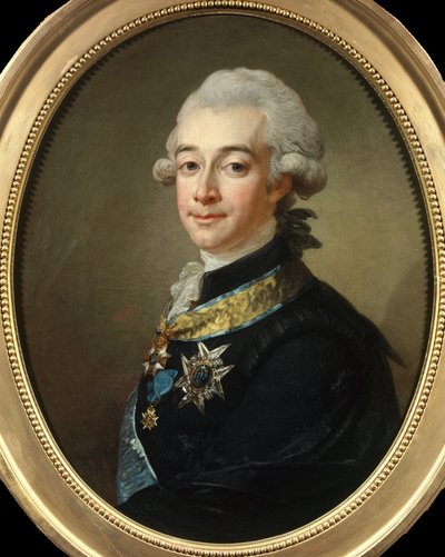 Portret van Hans Axel, Graaf van Fersen (1755 - 1810) Maarschalk van Zweden. Schilderij door Pasch Lorenz (1733 - 1805). Privécollectie. door Lorens the Younger Pasch