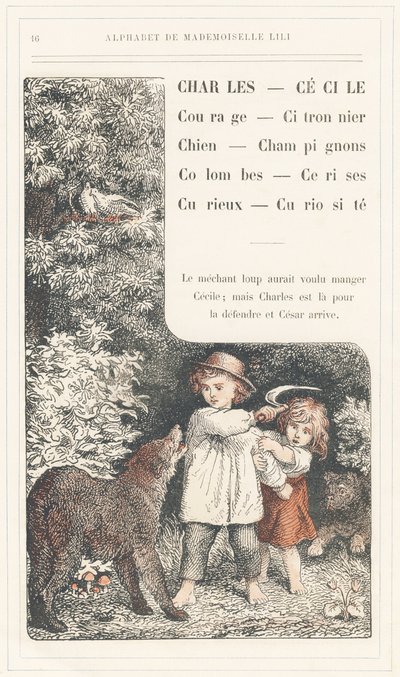 Charles, Cecile, Moed, Citroenboom, Hond, Paddenstoelen, Duiven, Kersen, Nieuwsgierig, Curiositeit, pagina 16 - Alfabet door Juffrouw Lili, door L. Froelich en door een vader (Hetzel zelf). Bibliotheek & Magazijn voor Onderwijs en Recreatie J. Hetzel & Cie door Lorentz Froelich
