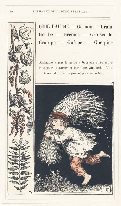 Guillaume, Kid, Grain, Spray, Currant, Grappe, Guepe, Guepier, pagina 20 - Alfabet door Mademoiselle Lili, door L. Froelich en door een vader (Hetzel zelf). Bibliotheek & Magasin d