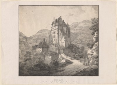 Burg Eltz door Lorenz Ekemann Allesson, after Domenico Quaglio