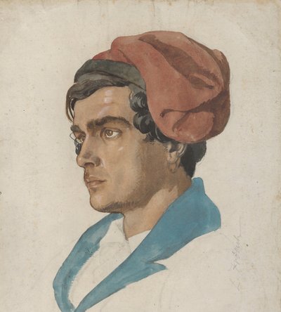 Hoofd Studie van een Visser uit Capri door Lorenz Frølich