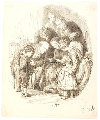 Voorlezen. Familiegroep door Lorenz Frølich