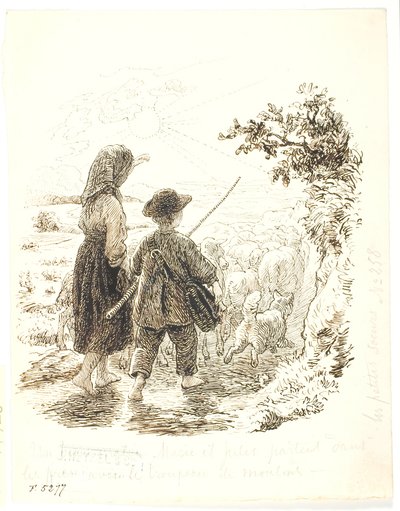 Marie en Jujules als schaapherders door Lorenz Frølich