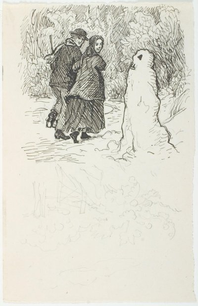 Ontwerp voor illustratie voor De Sneeuwman door Lorenz Frølich