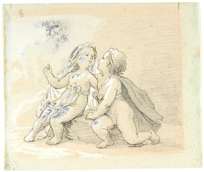Vignet met een jongen die een meisje het hof maakt door Lorenz Frølich