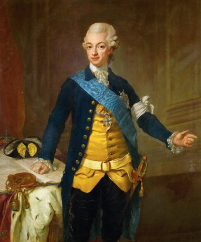 Portret van Gustav III van Zweden, 1771 door Lorenz II Pasch