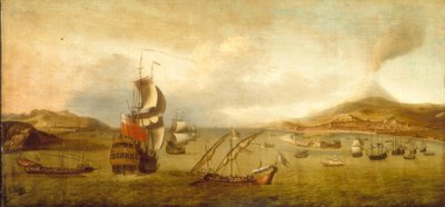 Brits eskader en Levantijnse galeien op zee door Lorenzo Castro