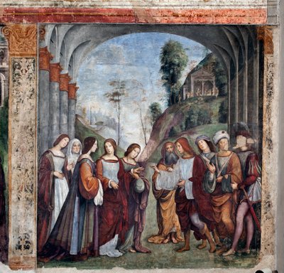 Leven van St. Cecilia: Huwelijk van St. Cecilia en Valerian door Lorenzo Costa