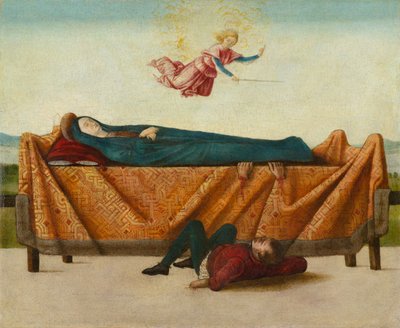 Het wonder van de catafalque (paneel B) door Lorenzo Costa