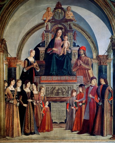De Maagd van de Bentivoglio Maagd met het kind omringd door leden van de familie Bentivoglio door Lorenzo Costa