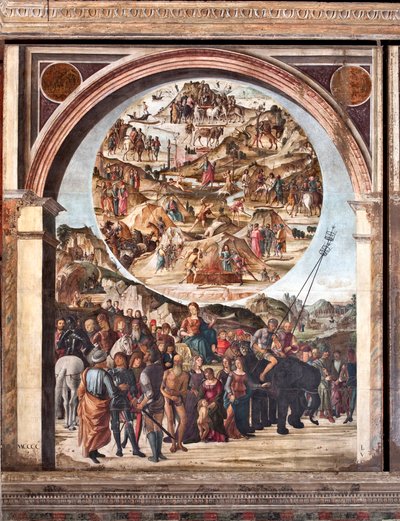 Triomf van de Roem, episodes uit het Oude Testament, scènes van martelaren door Lorenzo Costa