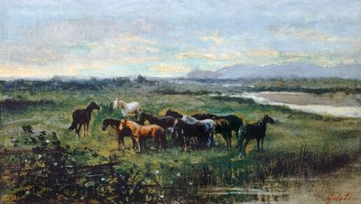 Wilde Paarden, circa 1870 door Lorenzo Gelati