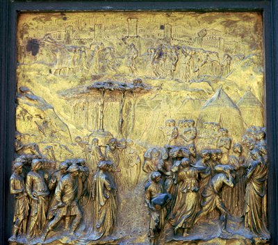 Detail van de Deuren van het Paradijs op de Doopkapel, 15e eeuw door Lorenzo Ghiberti