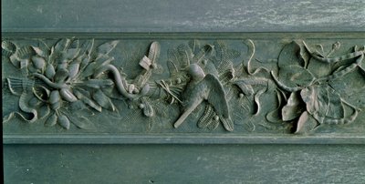 Gebeeldhouwde lijst, detail van de noordpoort. Laag reliëf brons door Lorenzo Ghiberti