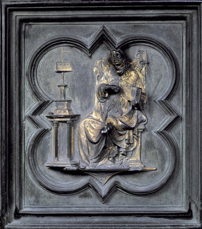 Sint-Augustinus, paneel H van de noorddeuren van de Baptisterium van San Giovanni, 1403-24 door Lorenzo Ghiberti