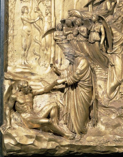 Het verhaal van Adam, detail (na restauratie) door Lorenzo Ghiberti
