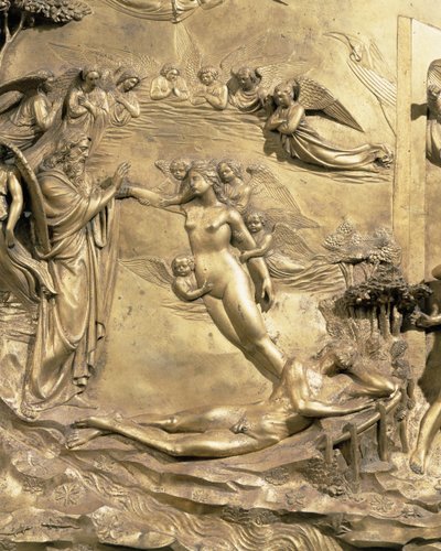 Het verhaal van Adam, detail (na restauratie) door Lorenzo Ghiberti