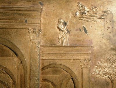Het verhaal van Jakob en Esau, detail van het originele paneel van de oostelijke deuren van de doopkapel door Lorenzo Ghiberti