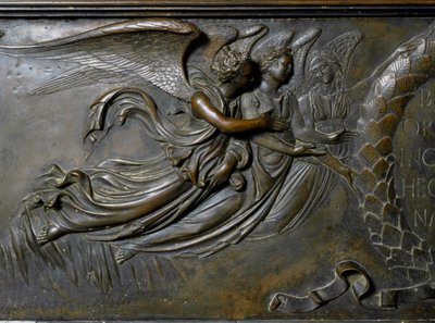 Twee engelen, detail van het reliekschrijn van St. Zenobe. (Bronzen reliëf, 1432-1442) door Lorenzo Ghiberti