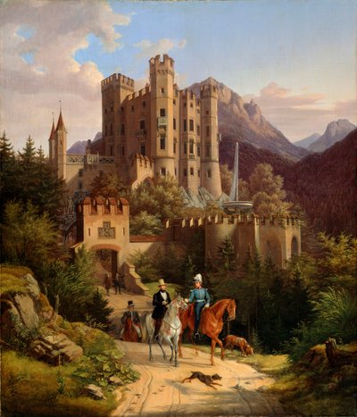 De Kroonprins Maximiliaan rijdend in Hohenschwangau door Lorenzo II Quaglio