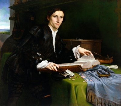 Adeliger, in zijn studio (na de restauratie) door Lorenzo Lotto