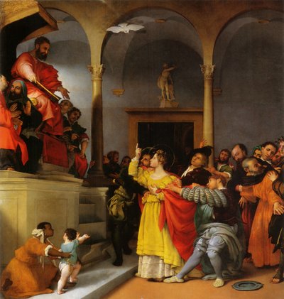 Altaar van St. Lucia. Sint Lucia voor de Rechter door Lorenzo Lotto