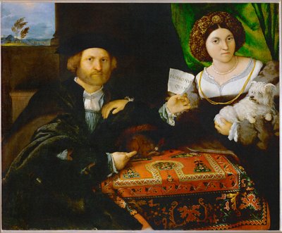 Dubbelportret van een koppel (schilderij op doek) door Lorenzo Lotto