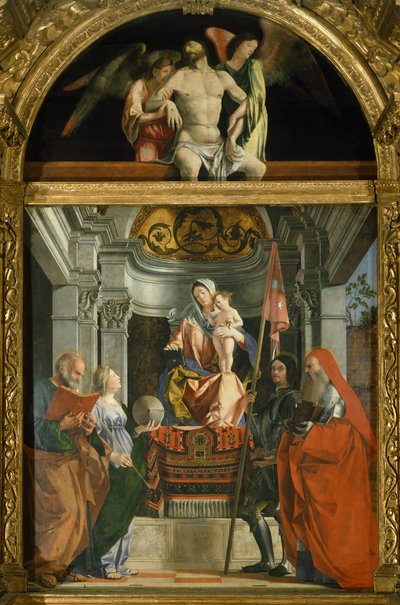 Madonna en heiligen door Lorenzo Lotto door Lorenzo Lotto
