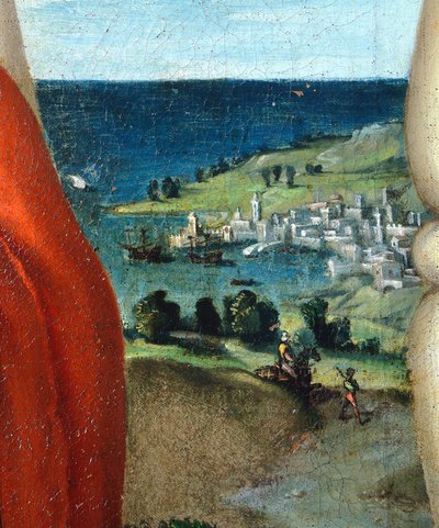 Madonna in Glorie met Heiligen Cosmas en Damian in aanbidding door Lorenzo Lotto