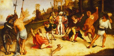 Martelaarschap van St. Stefanus, deel van het Martinengo Altaarstuk door Lorenzo Lotto, ca. 1516 door Lorenzo Lotto