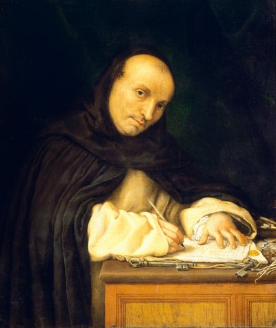 Portret van een Dominicaanse monnik of portret van de monnik-wachter van het San Zanipolo-klooster door Lorenzo Lotto