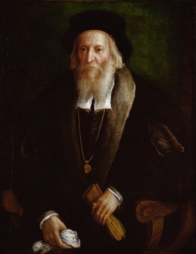 Portret van een heer, vermoedelijk Sebastian Cabot (ca.1475-1557) door Lorenzo Lotto