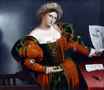 Portret van een vrouw geïnspireerd door Lucretia door Lorenzo Lotto door Lorenzo Lotto