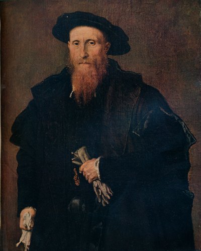Portret van een heer met handschoenen, 1543 door Lorenzo Lotto