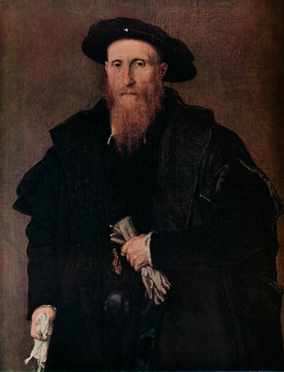 Portret van een heer met handschoenen, ca. 1543 door Lorenzo Lotto