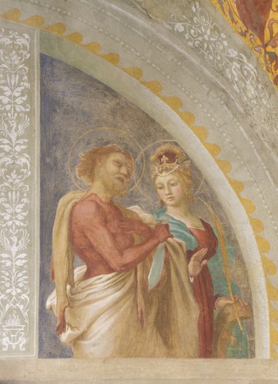 Sint Catharina van Alexandrië en Sint Bartholomeus door Lorenzo Lotto