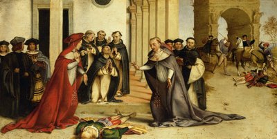 St. Dominicus wekt Napoleone Orsini op door Lorenzo Lotto
