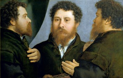 Drieluik Portret van Goudsmid Schilderij door Lorenzo Lotto door Lorenzo Lotto