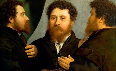Drievoudig portret van goudsmid door Lorenzo Lotto