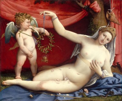 Venus en Cupido, ca. 1525 door Lorenzo Lotto