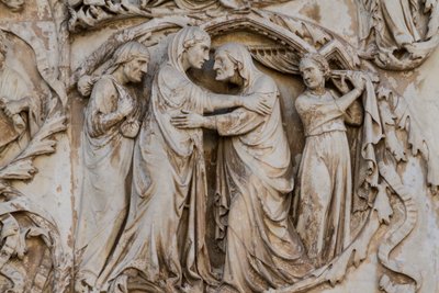 Maria bezoekt Elizabeth (detail) door Lorenzo Maitani