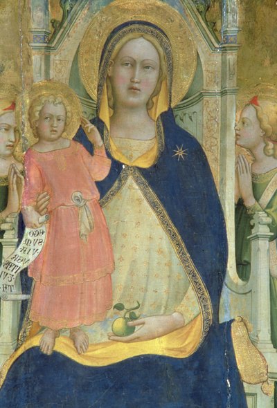 Madonna en Kind op de troon met heiligen (detail) door Lorenzo Monaco